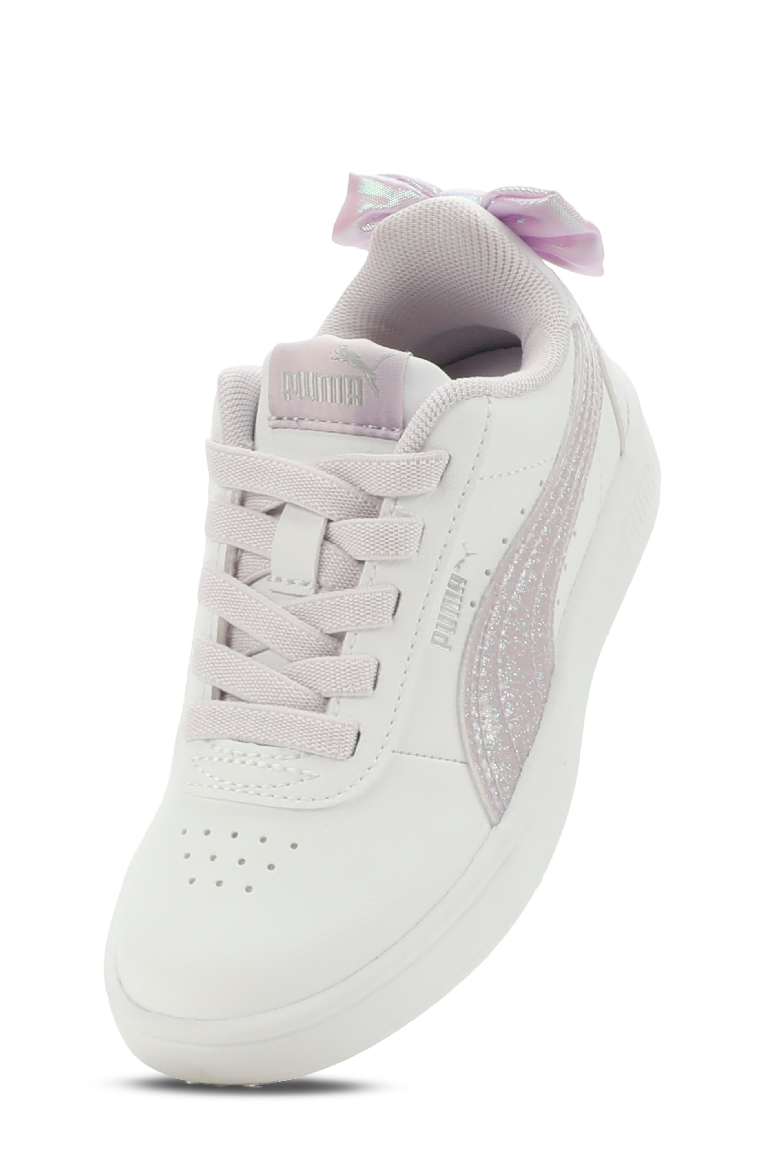 Kids' Juna Bow Sneaker, Alternate, color, PUMA WHITE/ PUMA SILVER/ LILAC