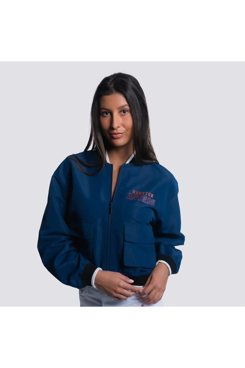 Women's Lusso  Navy Houston Astros Paisley Cropped Full-Zip Jacket, Alternate, color, Navy