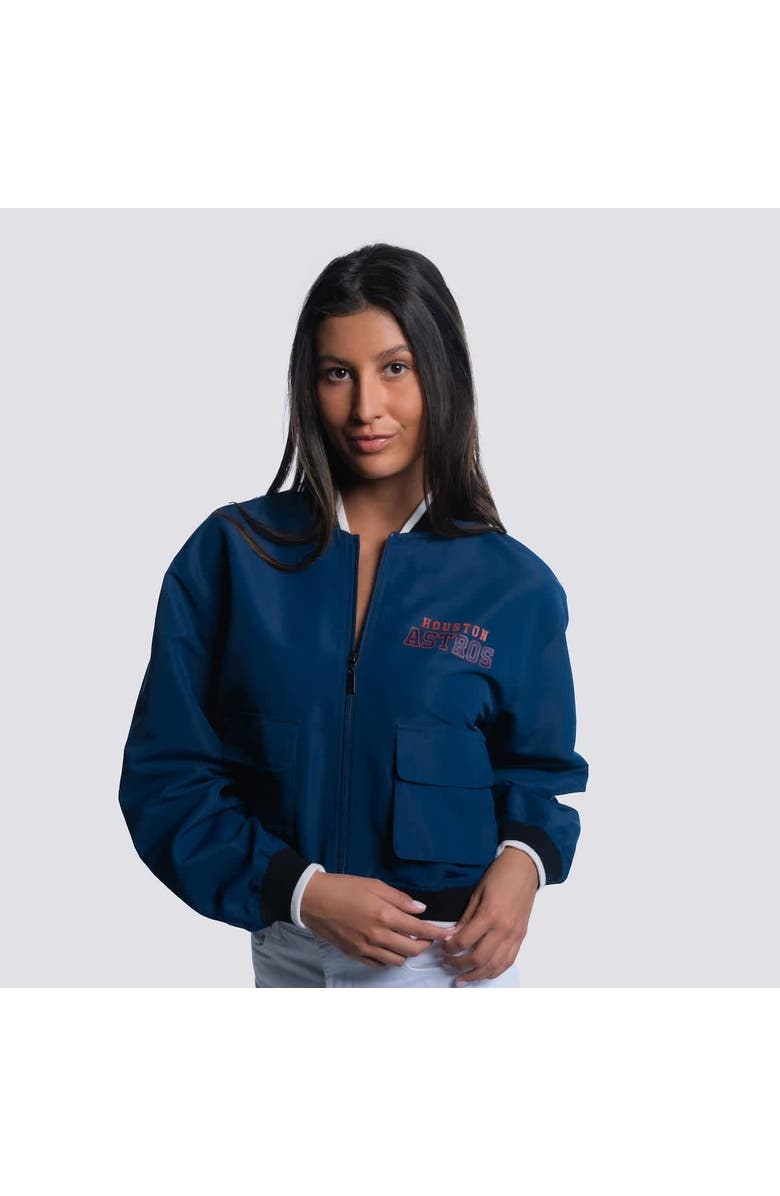 LUSSO Women's Lusso Navy Houston Astros Paisley Cropped Full-Zip Jacket, Alternate, color, Navy