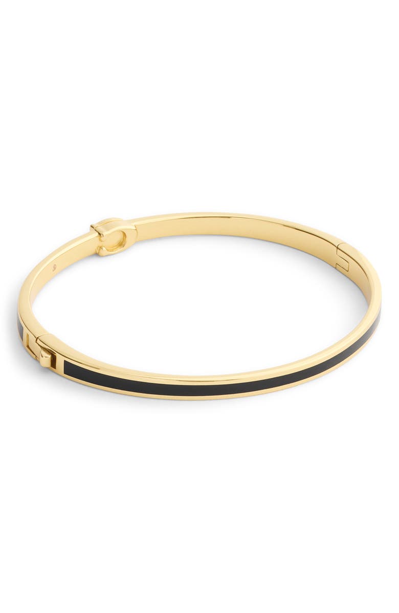 COACH Sculpted C Enamel Boxed Hinge Bangle, Alternate, color, Gold/ Black