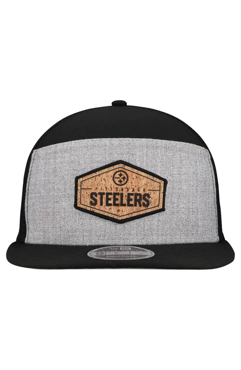 New Era Men's New Era  Gray/Black Pittsburgh Steelers Cork Split Panel 9FIFTY Trucker Snapback Hat, Alternate, color, Gray