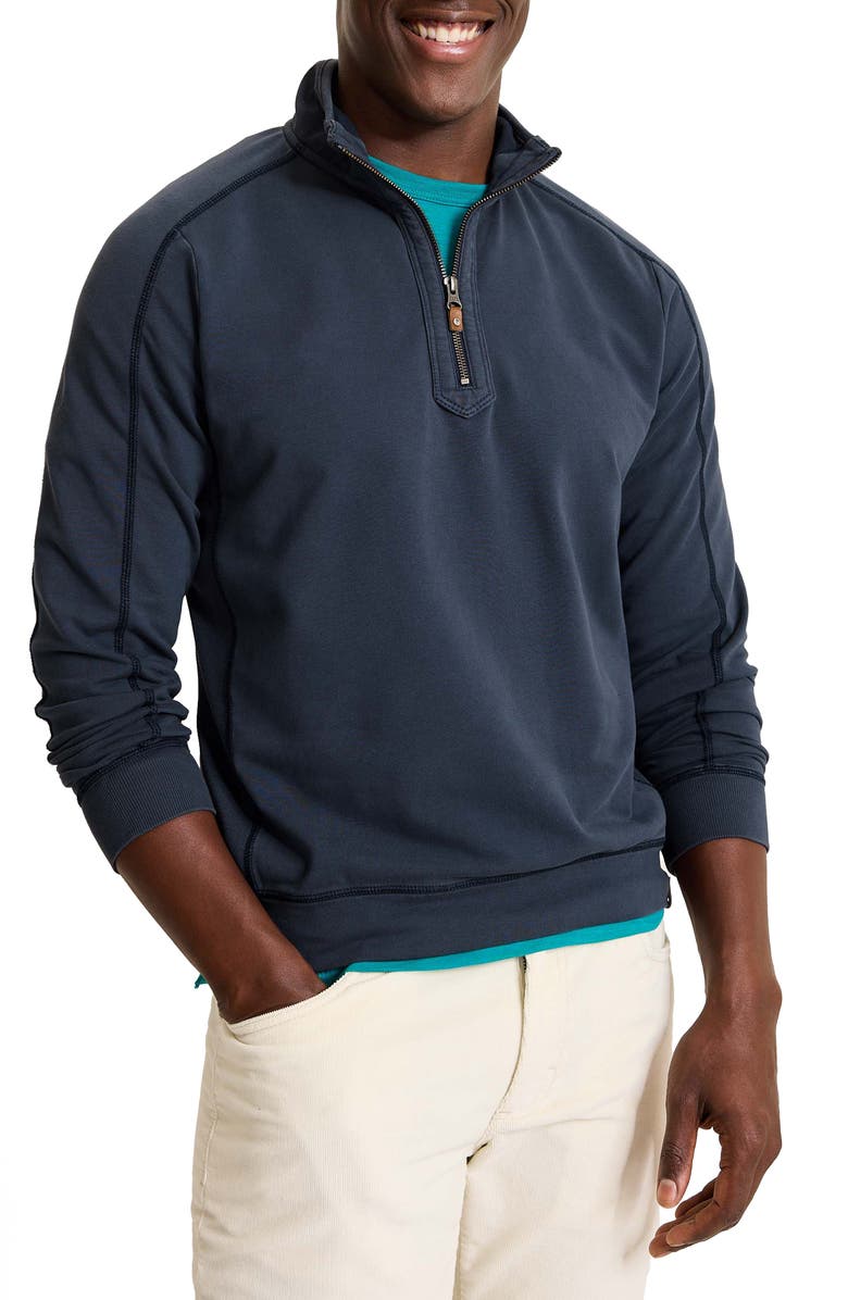 Tommy Bahama French Terry Half Zip Pullover, Main, color, Ocean Deep