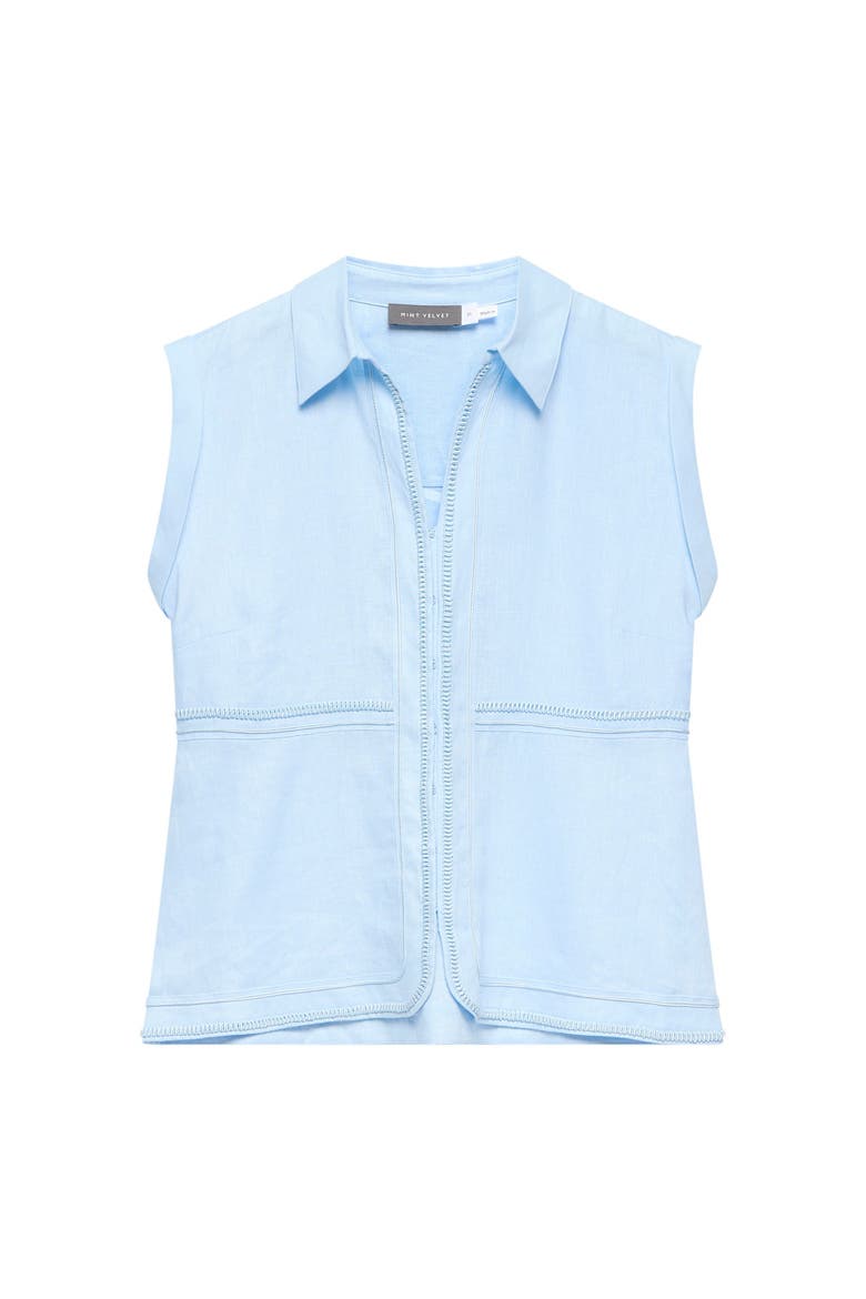 Linen Sleeveless Shirt, Alternate, color, Blue