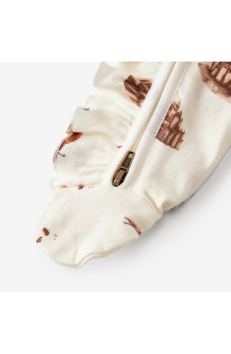 Milkbarn Organic Cotton Ruffle Zipper Footed Romper, Alternate, color, Sandcastle