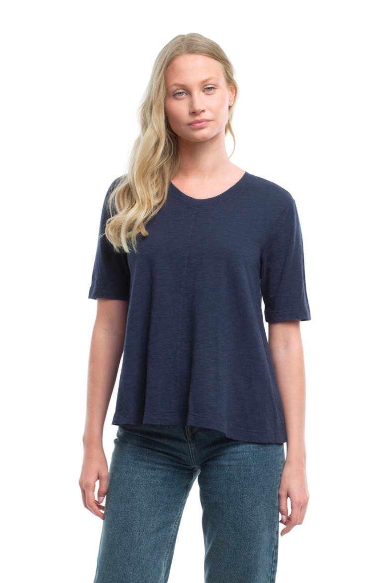 Elbow Sleeve Trapeze Top, Main, color, Naval Academy