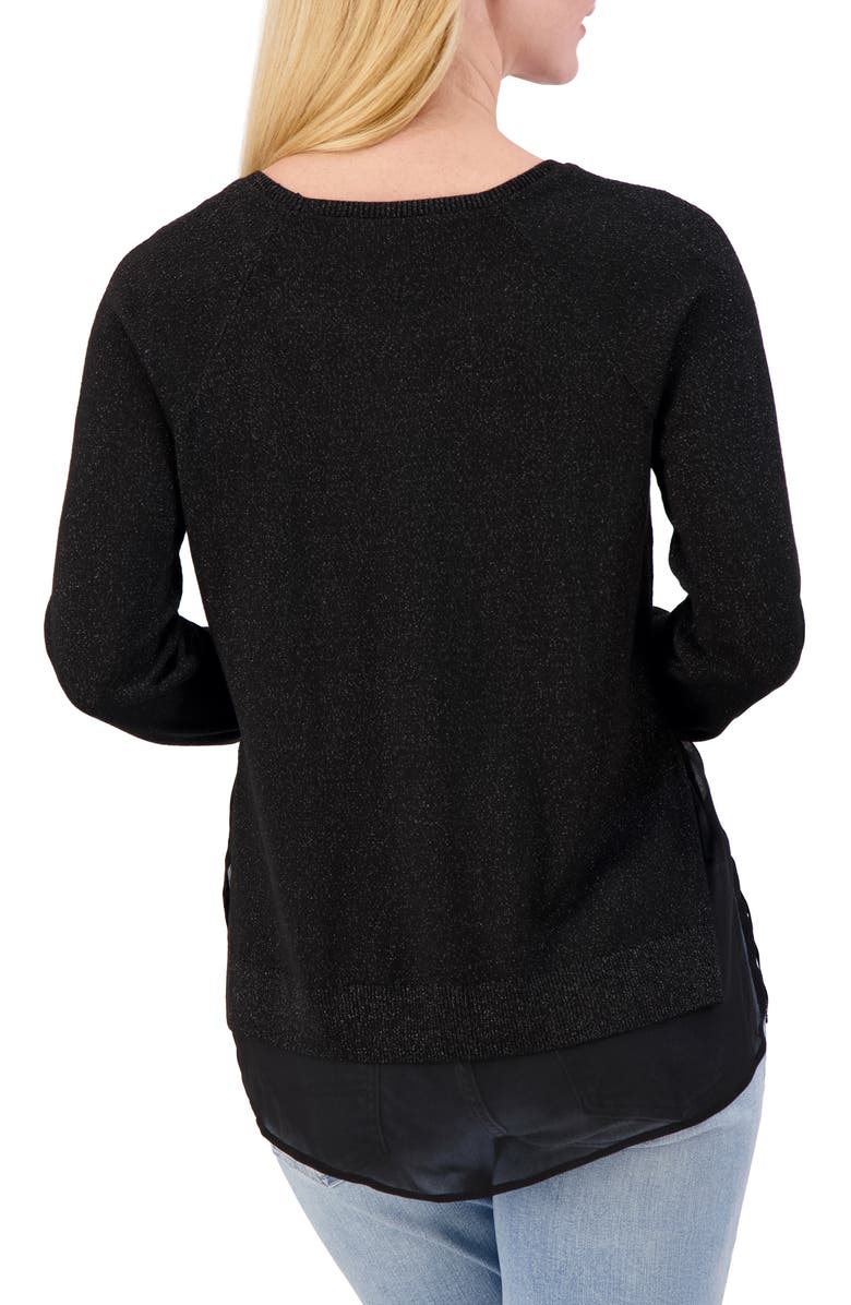 Lucky Brand Mixed Media Lurex Crew Sweater, Alternate, color, Jet Black