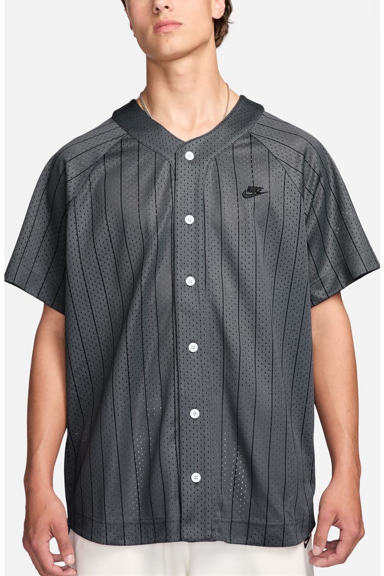 Club Stripe Mesh Baseball Jersey, Main, color, IRON GREY/ BLACK