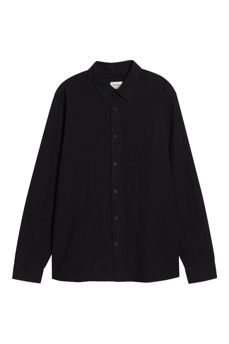 Classic Linen & Cotton Button-Up Shirt, Alternate, color, VINTAGE BLACK