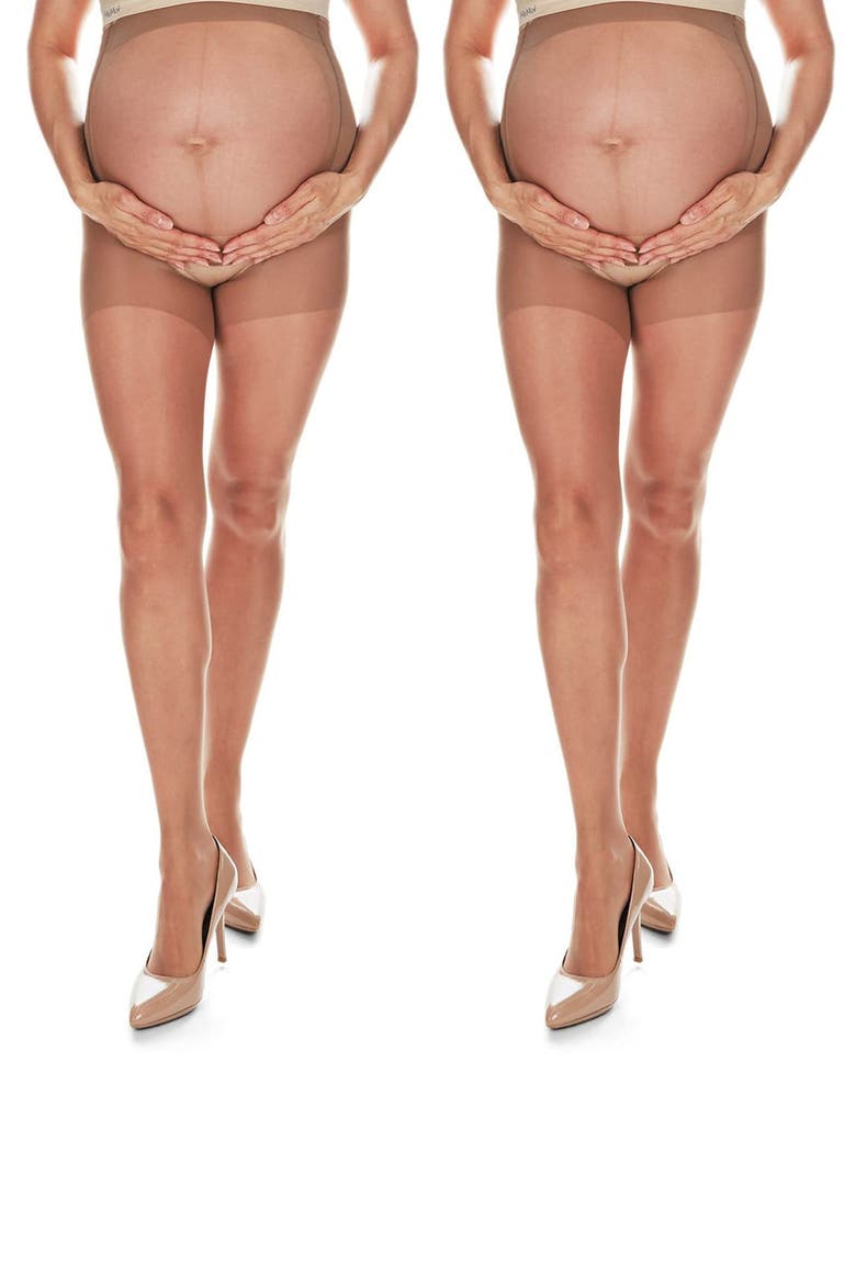 2-Pack Sheer Maternity Tights, Alternate, color, HONEY
