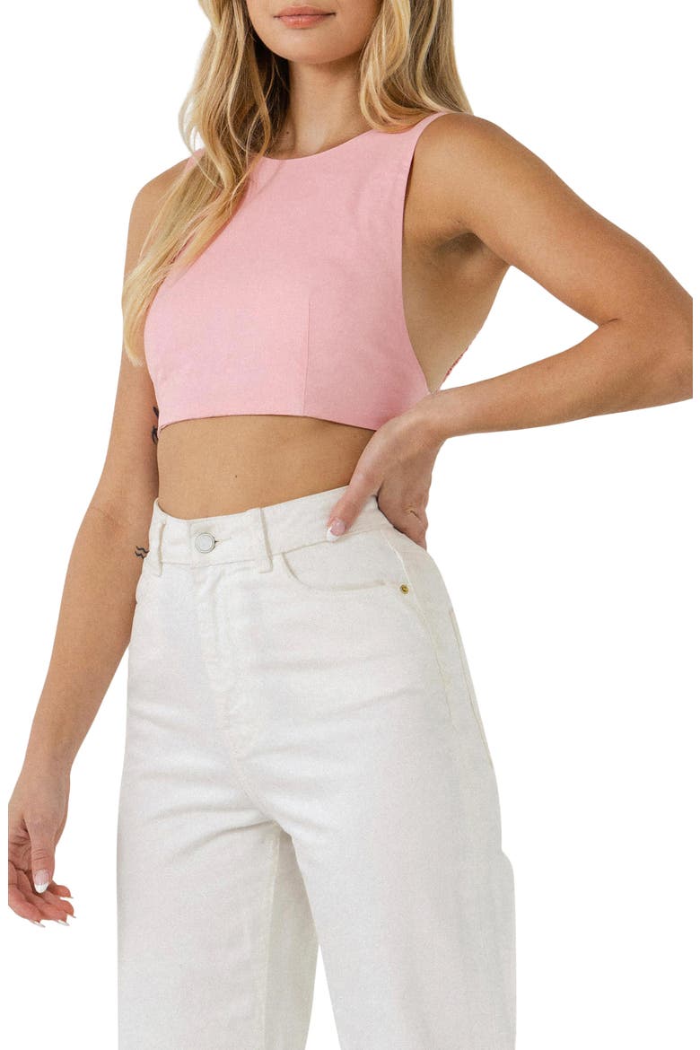 Open Elastic Back Crop Tank, Alternate, color, PINK