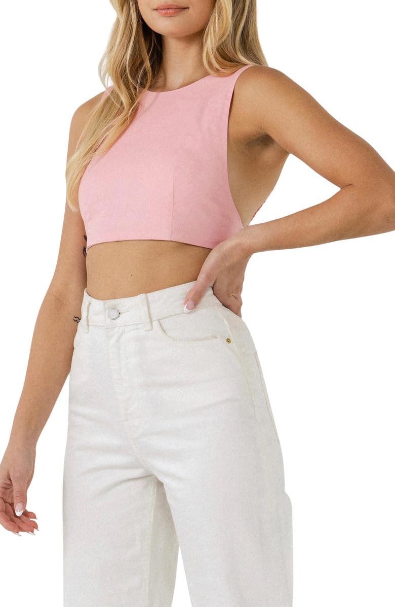 Grey Lab Open Elastic Back Crop Tank, Alternate, color, Pink