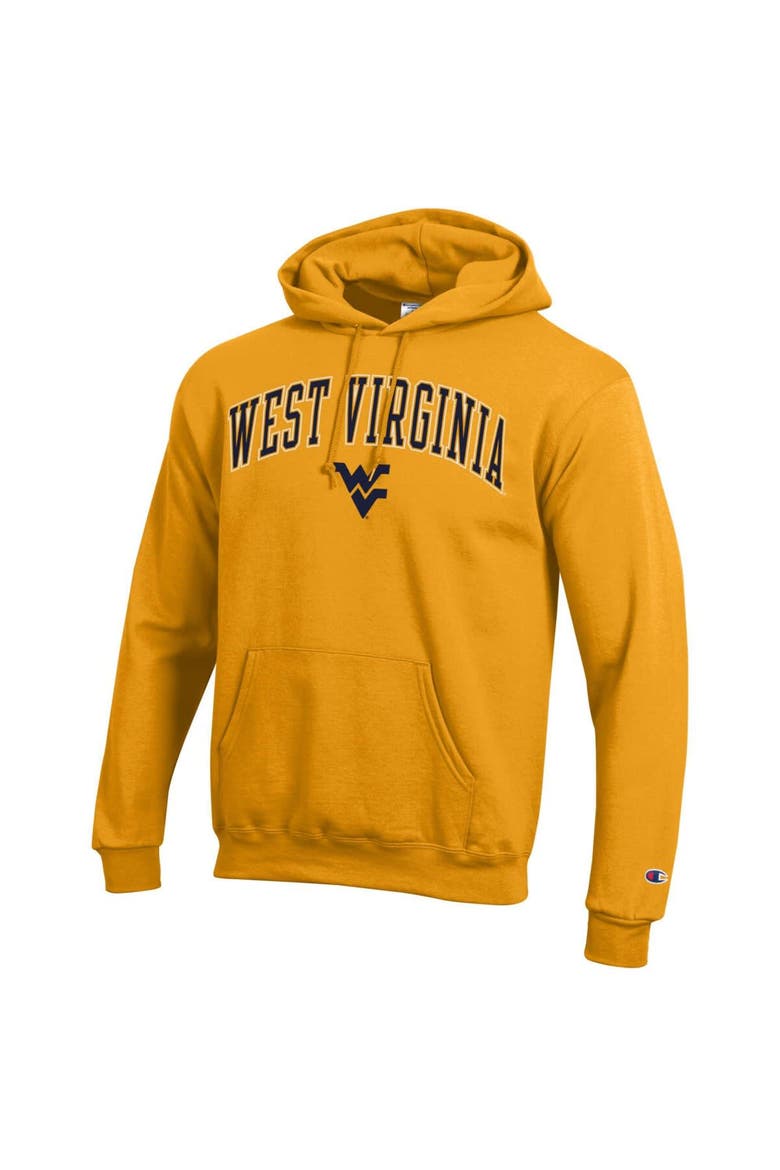 Men's Champion  Gold West Virginia Mountaineers Arch Over Logo Pullover Hoodie, Alternate, color, Gold