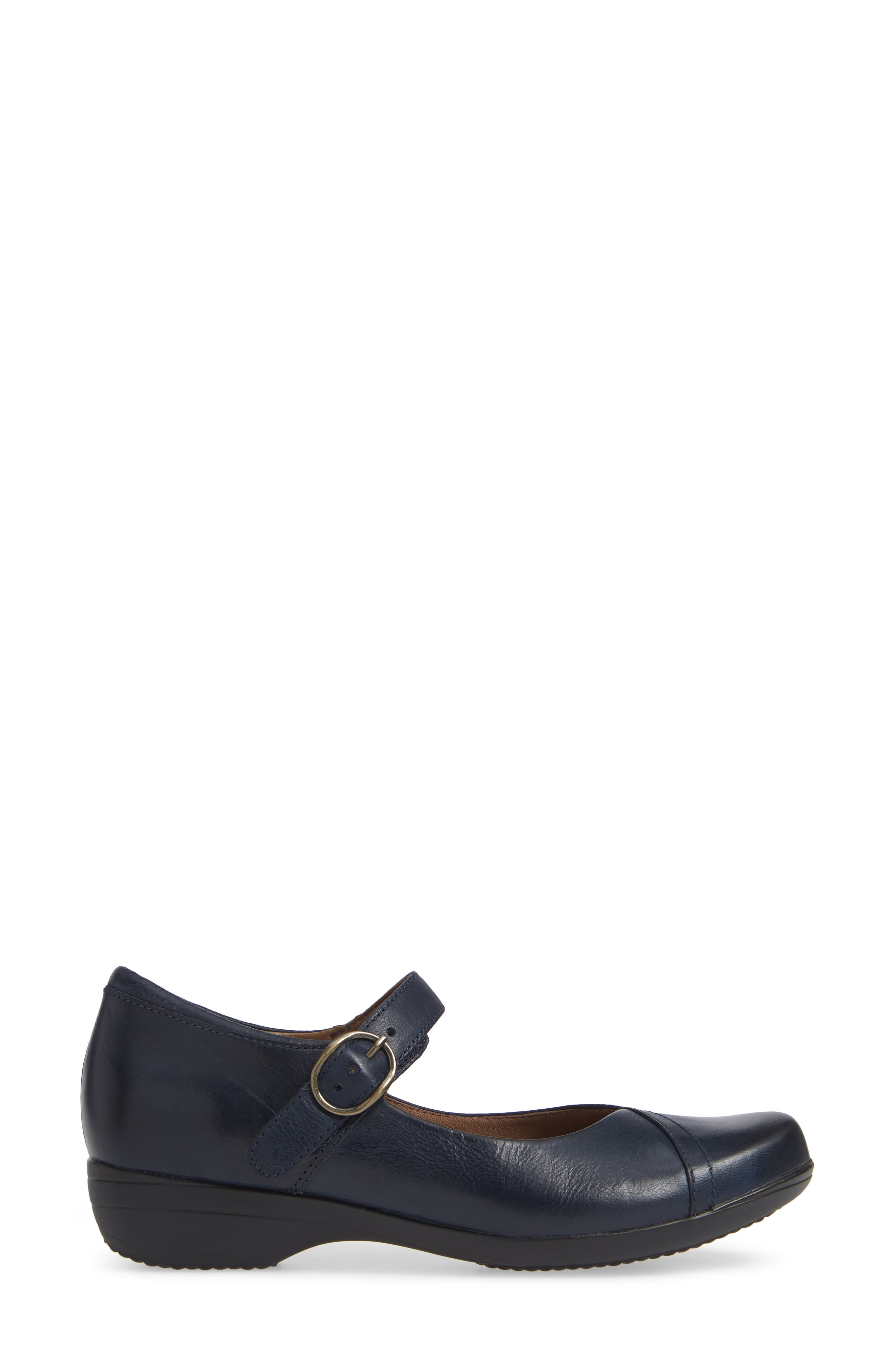Fawna Mary Jane Flat, Alternate, color, NAVY BURNISHED LEATHER
