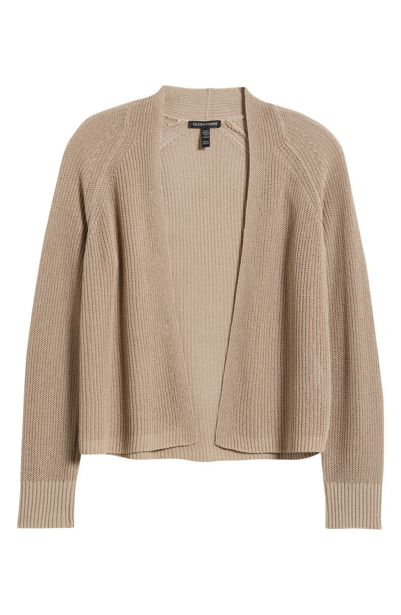 Eileen Fisher Organic Cotton & Silk Rib Cardigan, Alternate, color, Wheat