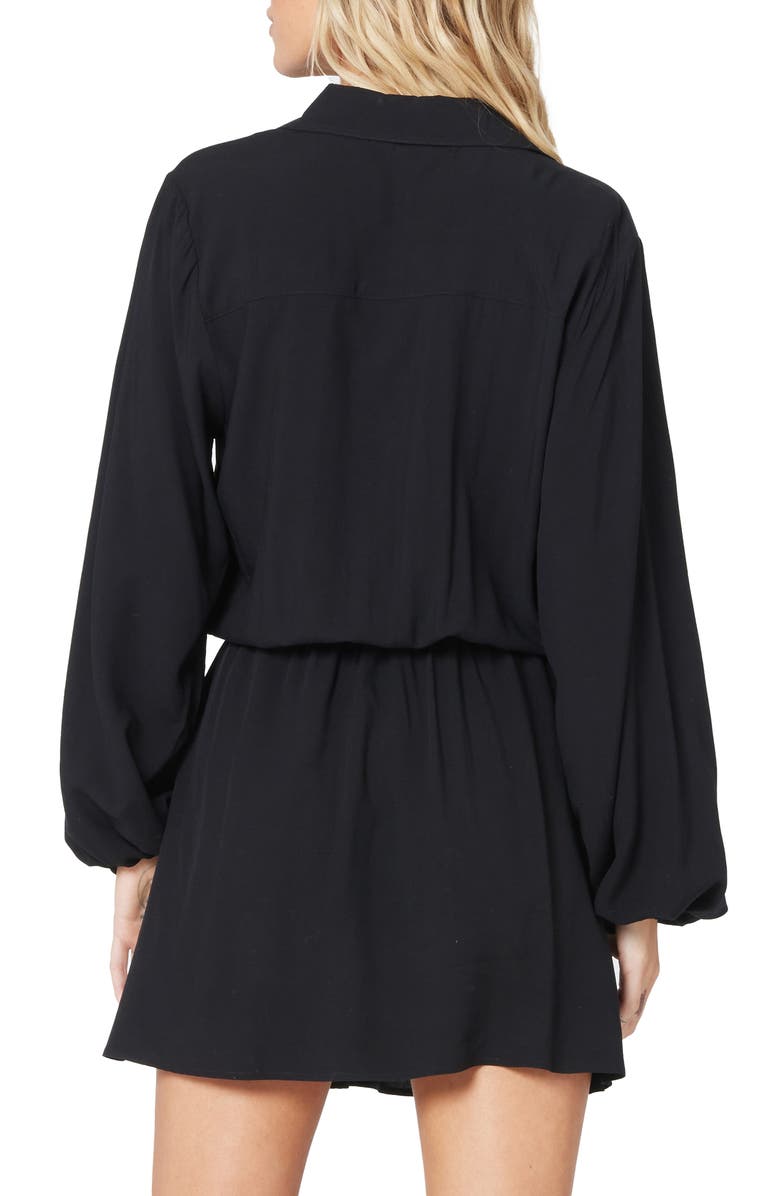 LSPACE L Space Amelia Long Sleeve Cover-Up Tunic Shirtdress, Alternate, color, Black