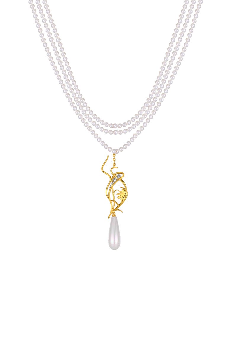 Lily of the Valley Necklace, Main, color, White & Gold