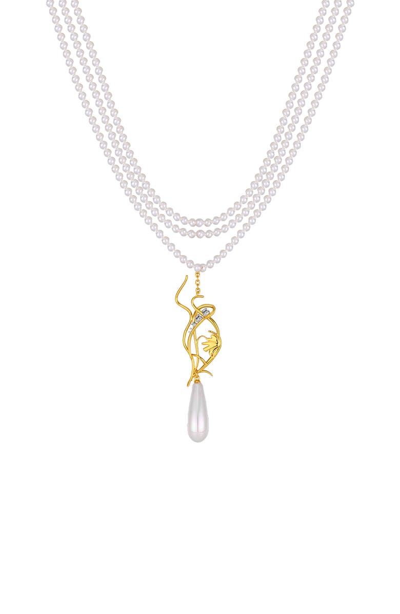 RC RETRO CHIC Lily of the Valley Necklace, Main, color, White & Gold