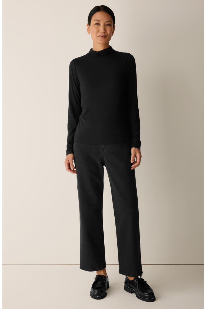 Funnel Neck Long Sleeve T-Shirt, Alternate, color, BLACK