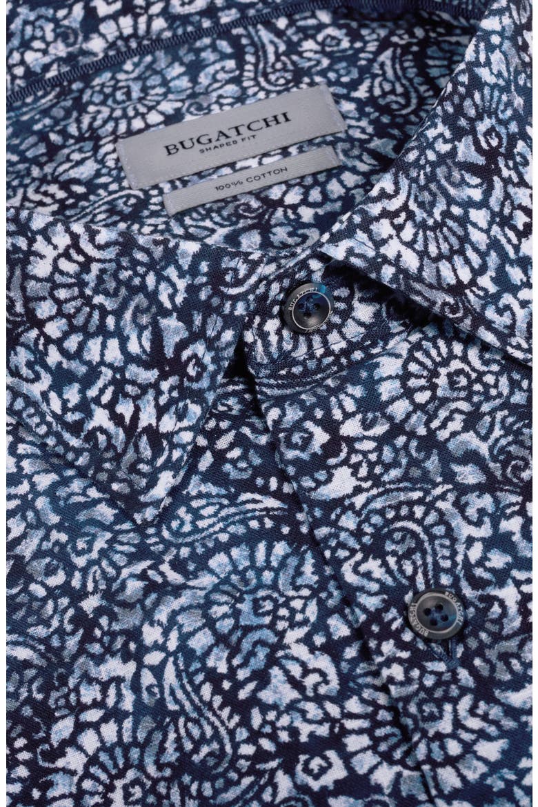 Julian Shaped Fit Abstract Paisley Print Cotton Button-Up Shirt, Alternate, color, NAVY