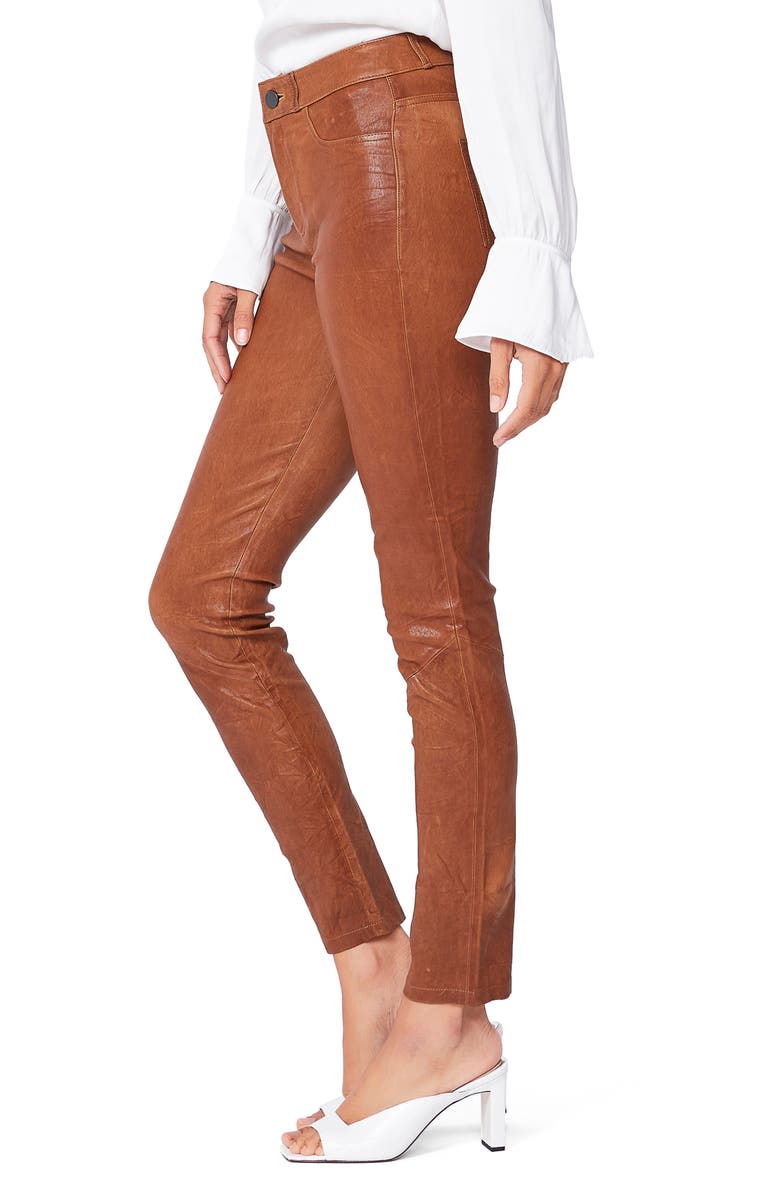 PAIGE Hoxton High Waist Skinny Leather Pants, Alternate, color, 