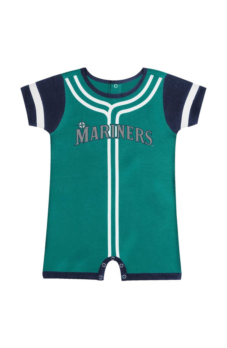 Outerstuff Newborn & Infant Fanatics Branded Aqua Seattle Mariners Fast Pitch Romper, Alternate, color, 