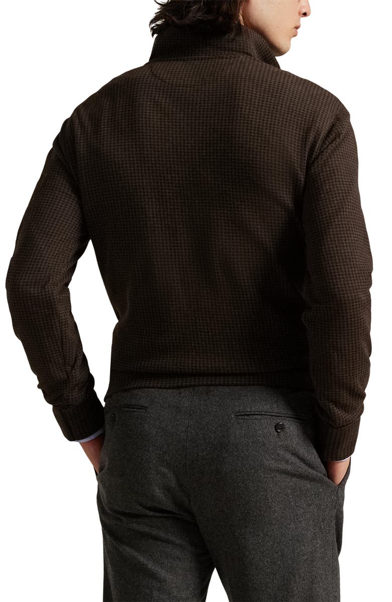 Polo Ralph Lauren Houndstooth Luxury Cotton Blend Quarter Zip Pullover, Alternate, color, Alpine Brown Dogtooth