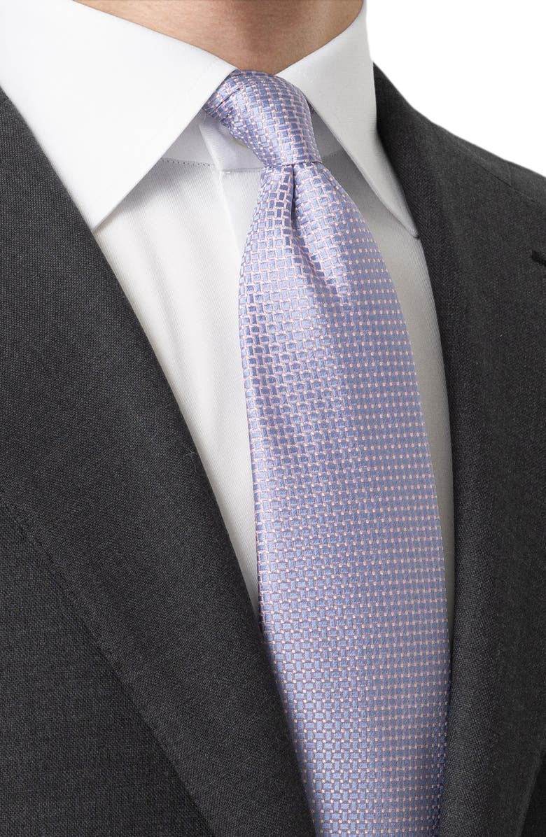 Eton Geometric Jacquard Silk Tie, Alternate, color, Medium Pink