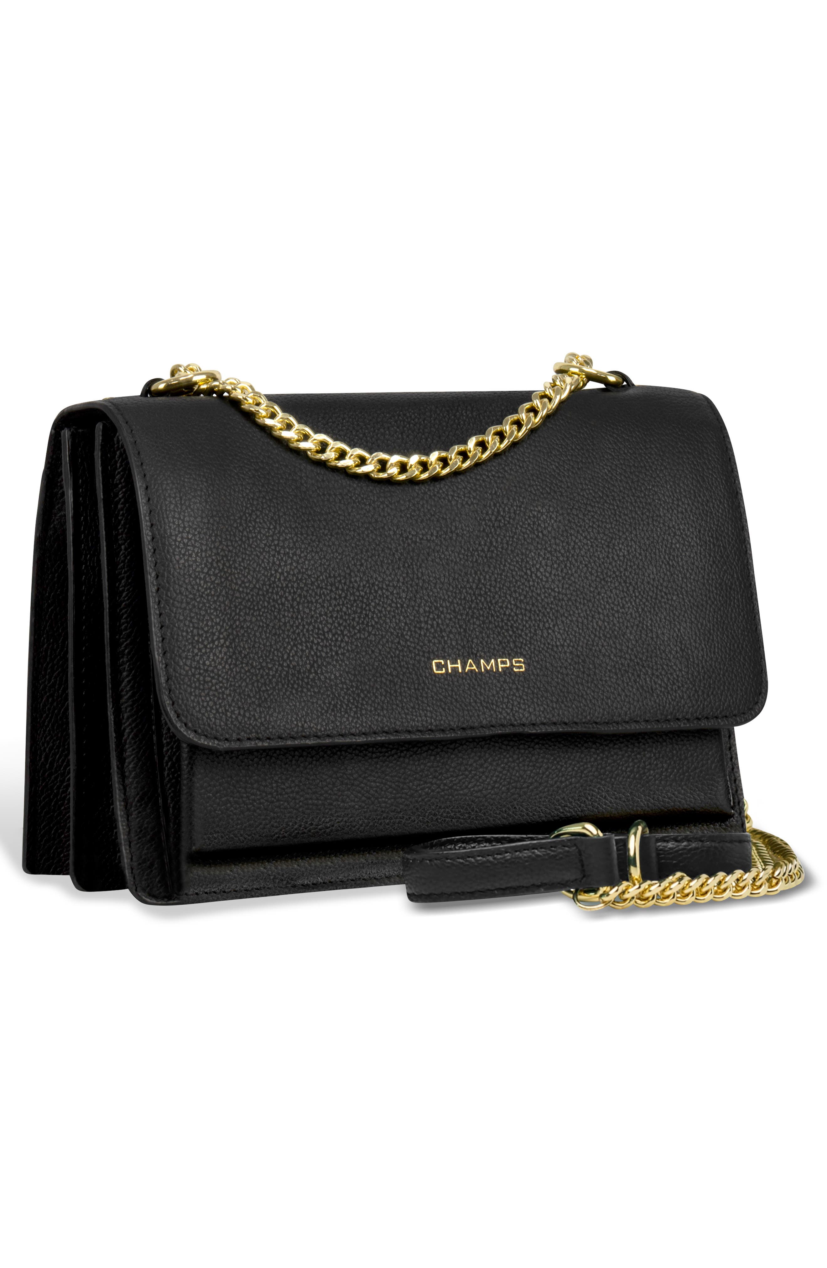 Leather Shoulder Bag, Alternate, color, BLACK