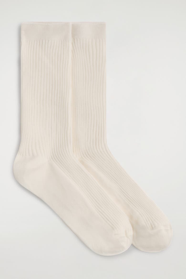 2-Pack Ribbed Socks, Alternate, color, CREAM