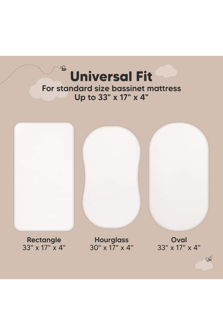 2-Pack Soothe [Protect+] Waterproof Bassinet Sheets, Alternate, color, Soft White
