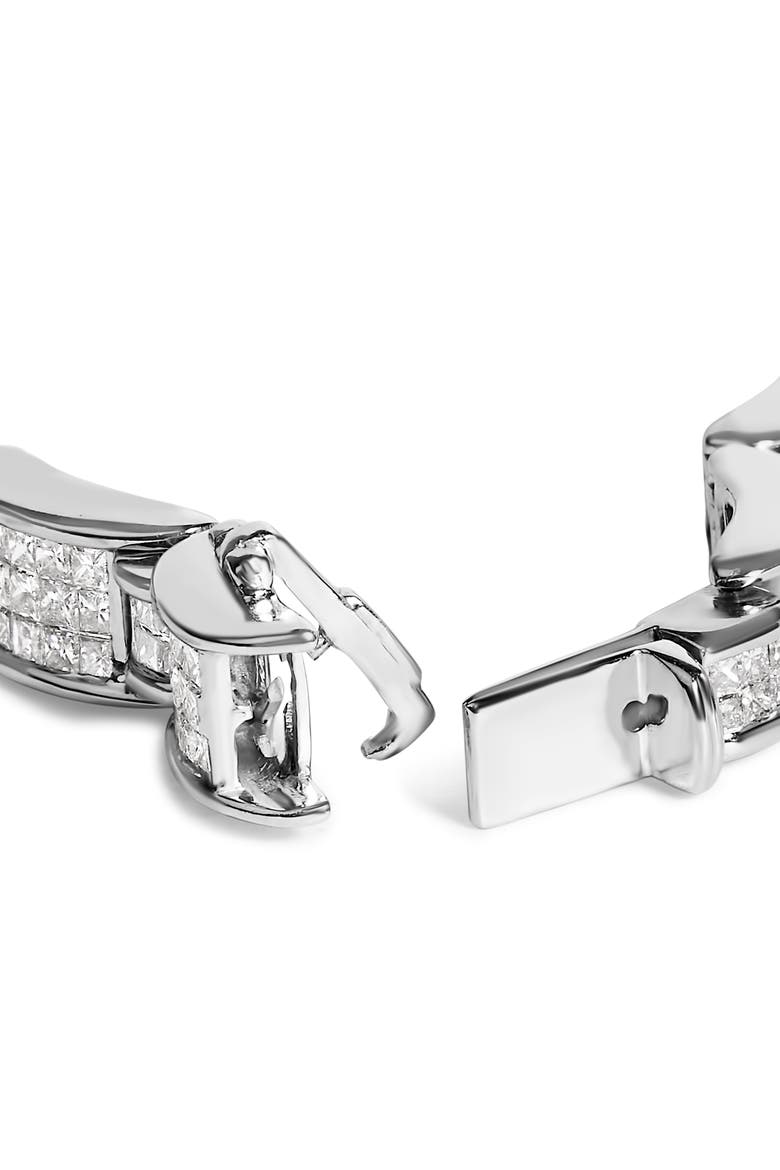18K White Gold 5.0 Carat Princess Diamond Buckle Link Bracelet, Alternate, color, White Gold