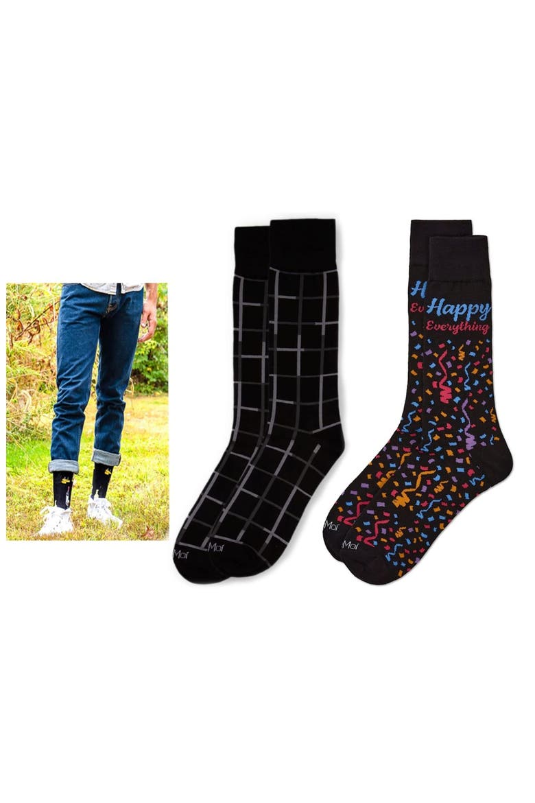 Festivities Assorted 3-Pack Novelty Crew Socks, Alternate, color, BLACK