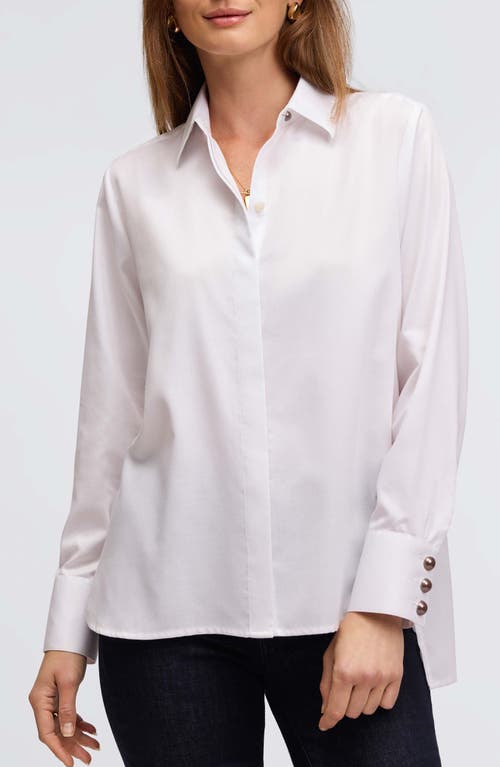 Foxcroft Matte Sateen Button-Up Shirt in White 