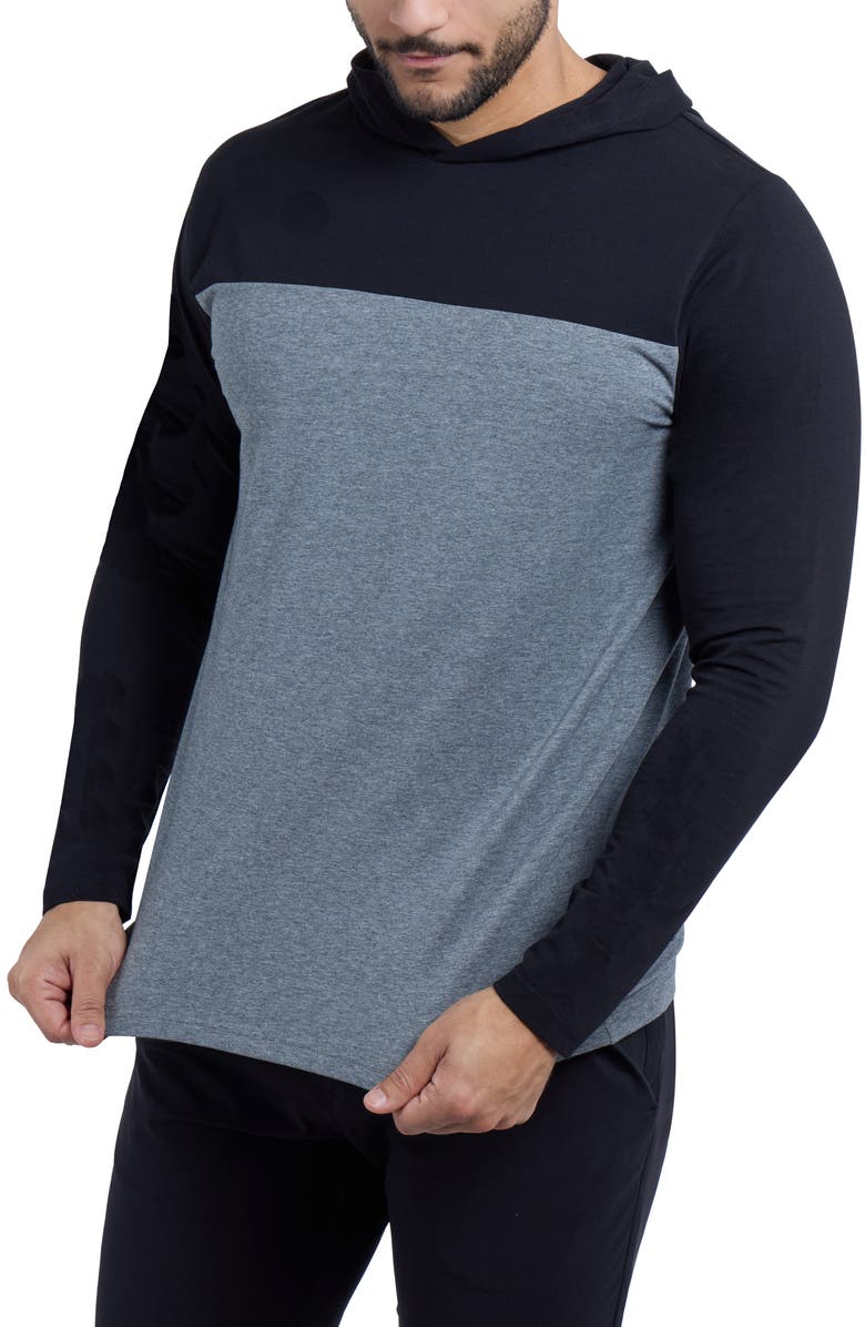 XRAY Colorblock Hooded Sweatshirt, Alternate, color, Black/ Heather Charcoal