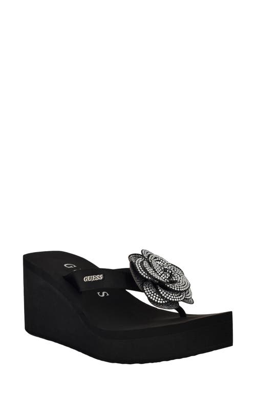 Guess Damani Platform Wedge Sandal In Black