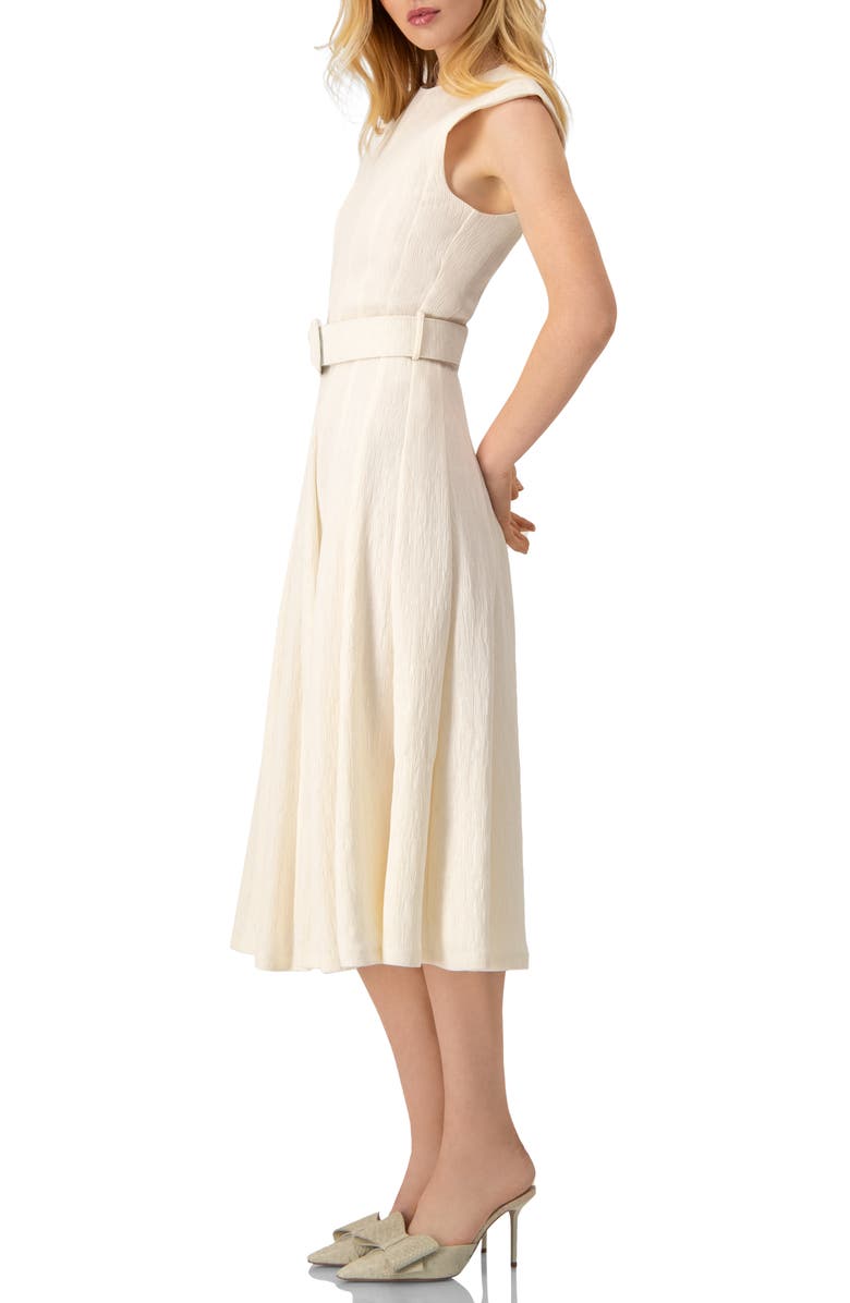 IVONNE Sleeveless Midi Dress with Belt, Alternate, color, Natural