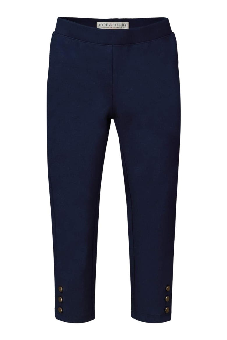 Girls' Button Cuff Ponte Pant, Toddler, Alternate, color, Navy Button Cuff