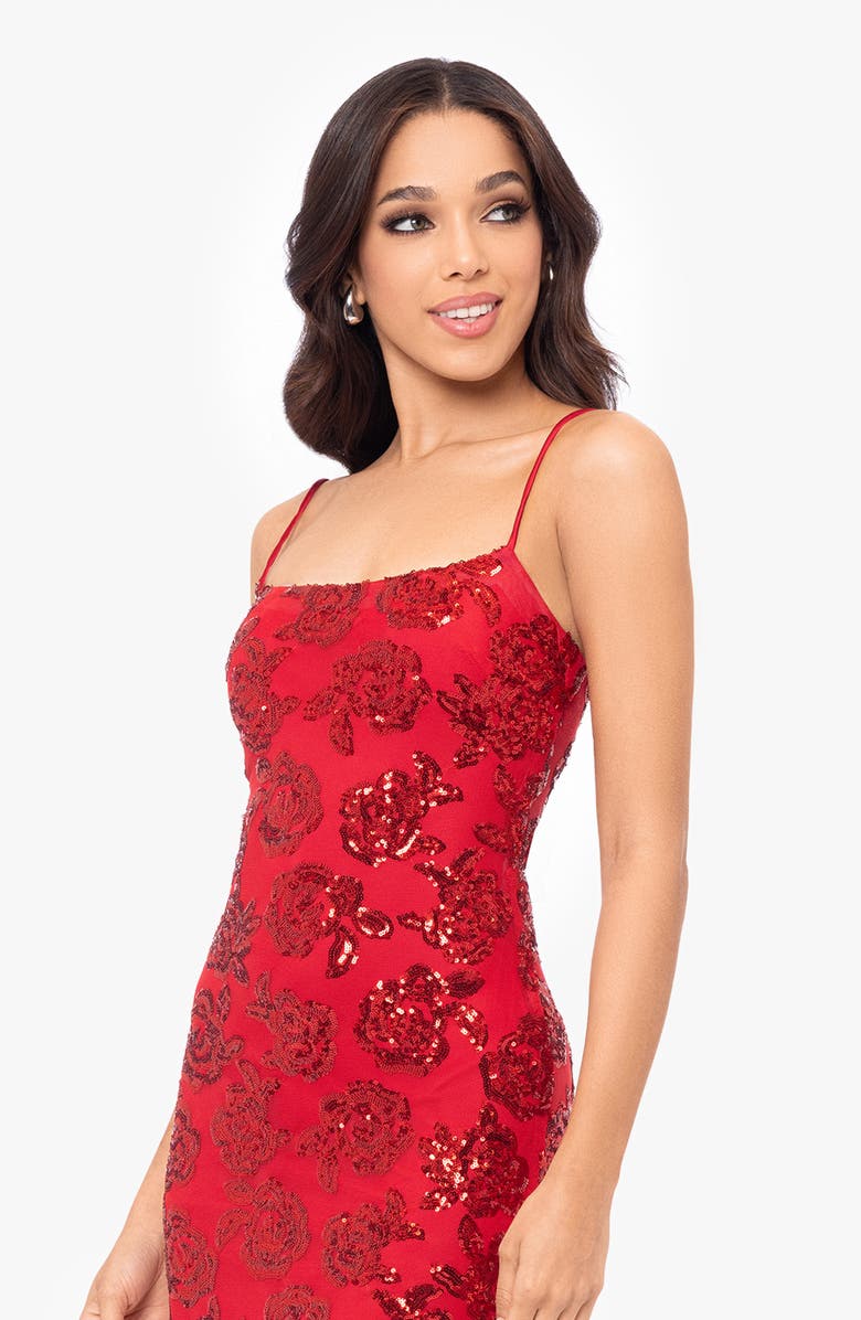 Blondie Nites Floral Sequin Minidress, Alternate, color, Red
