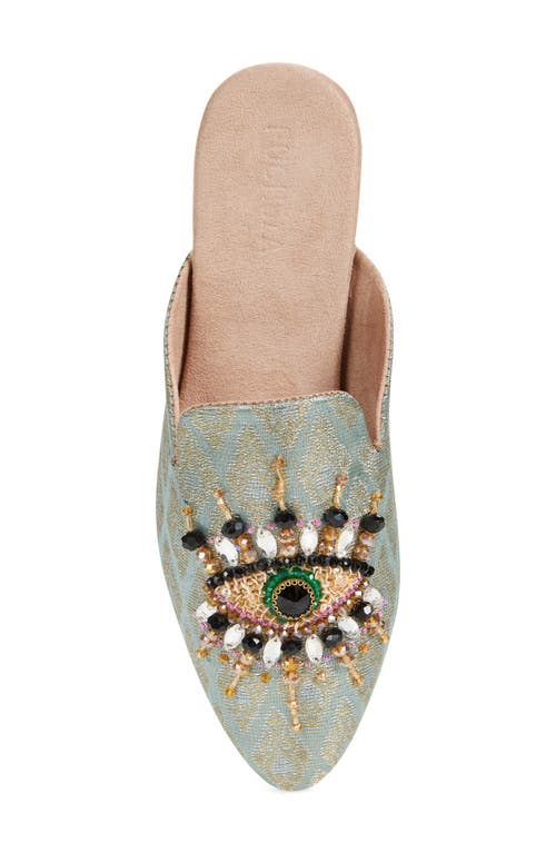 Fuchsia The Good Eye Embroidered Mule In Green