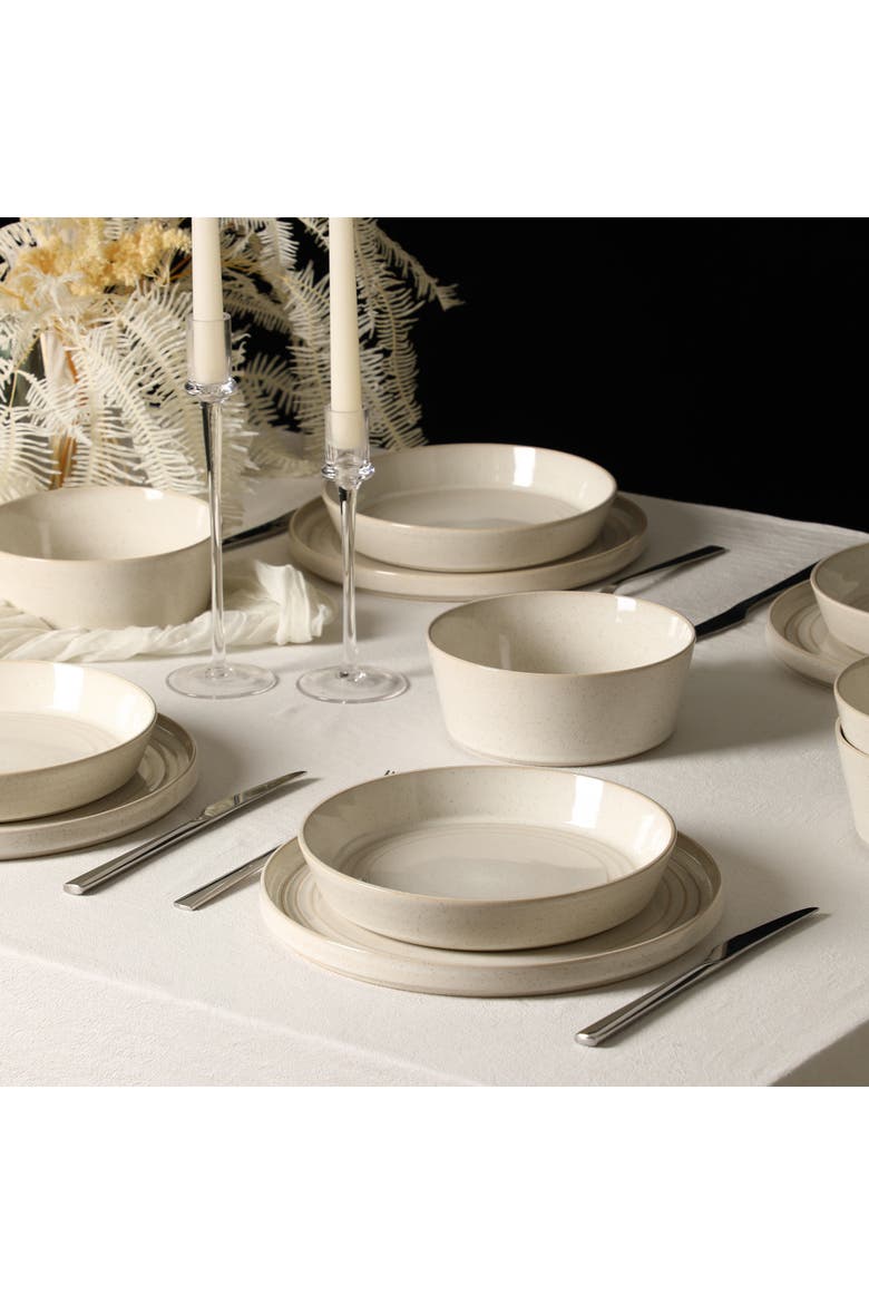 Claire Stoneware 24-Piece Dinnerware Set, Alternate, color, White