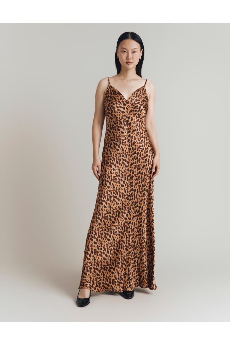Eden Leopard Satin Maxi Slip Dress, Main, color, Leopard Print