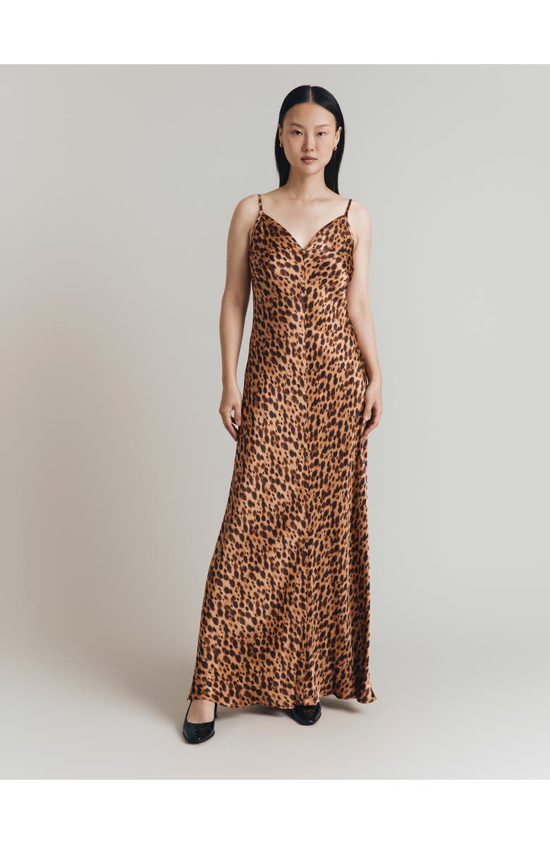 Ghost London Eden Leopard Satin Maxi Slip Dress, Main, color, Leopard Print