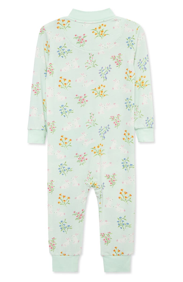 Little Me Bunny Zip Romper, Alternate, color, Aqua