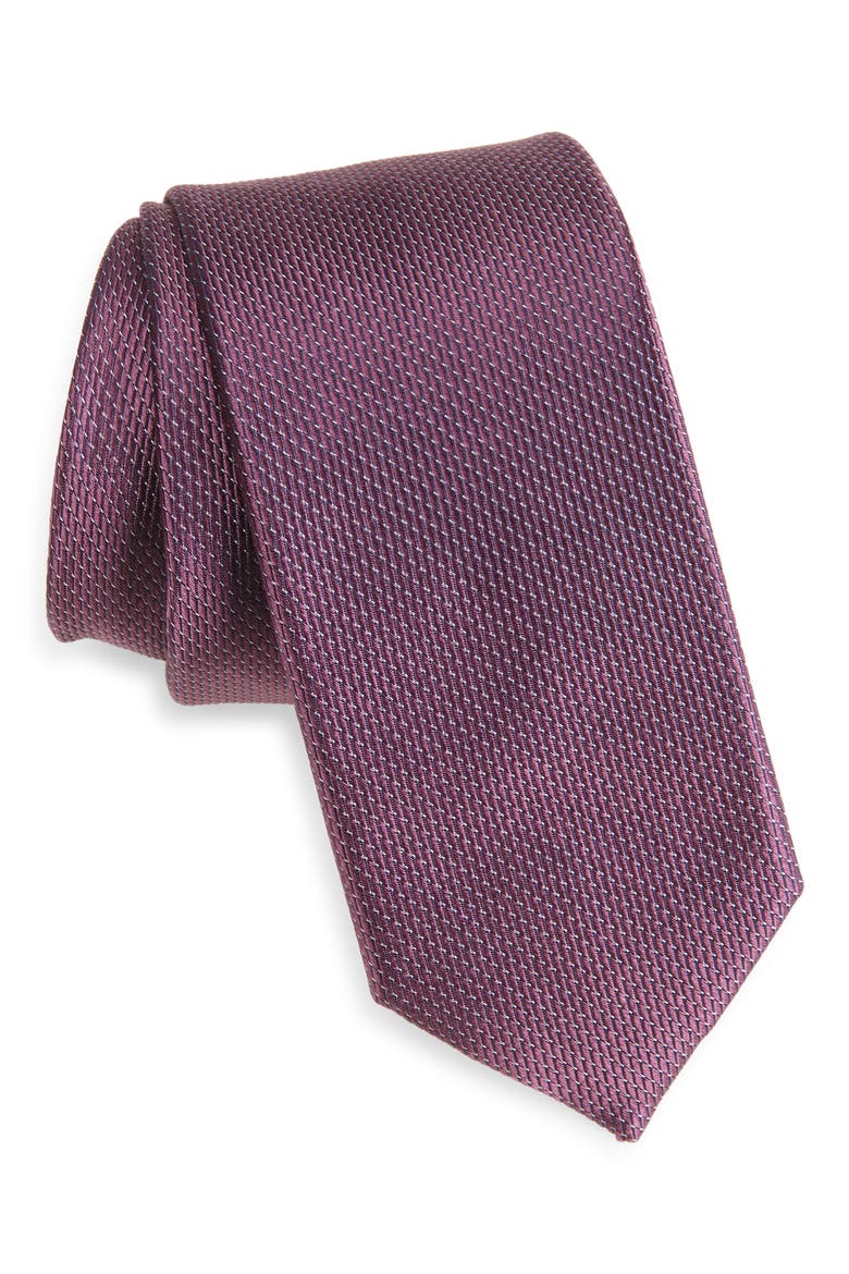 Haskin Textured Solid Silk Tie, Main, color, EGGPLANT