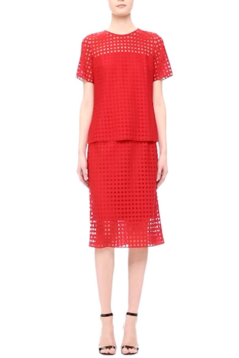 Mesh Pencil Skirt, Alternate, color, SPORT RED