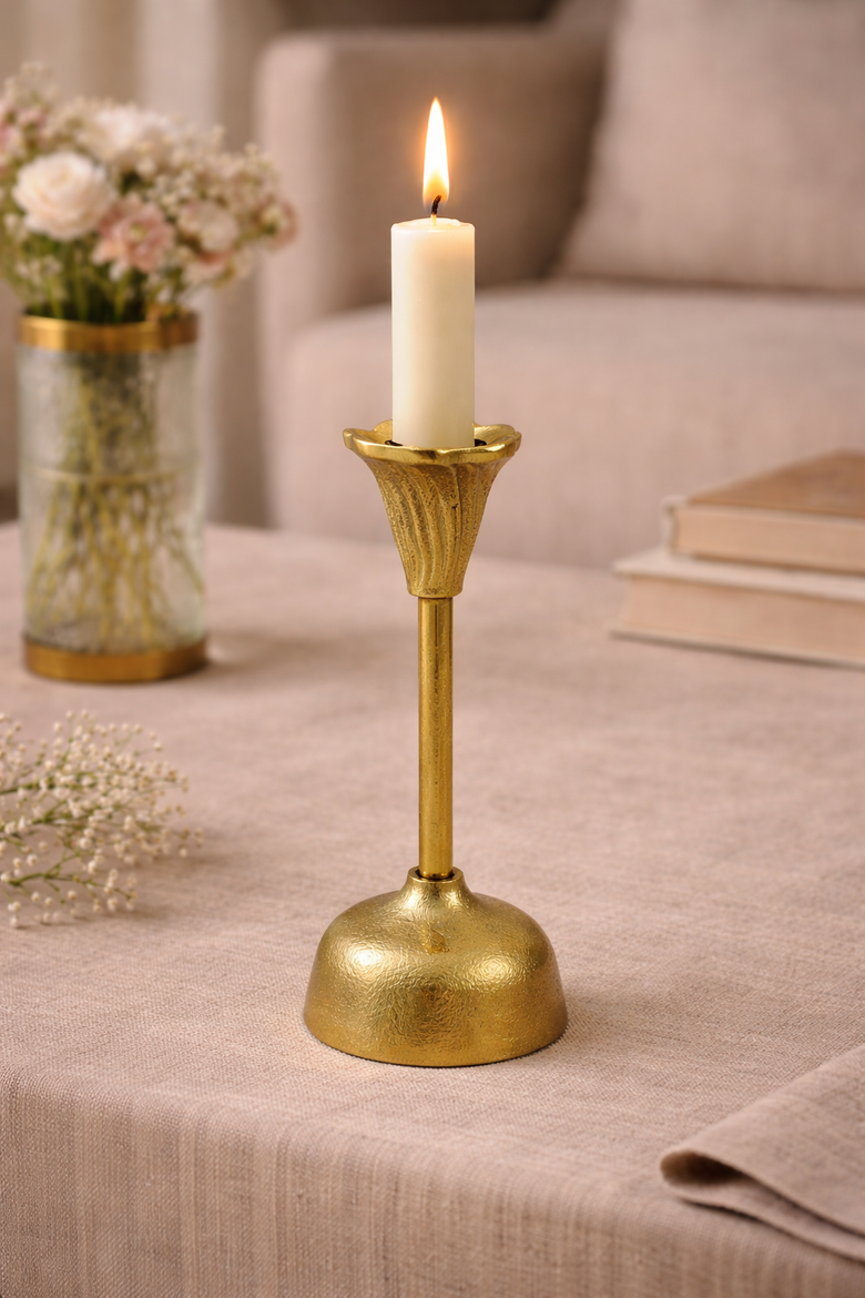 Bloom Candle Holder, Alternate, color, Gold - Short