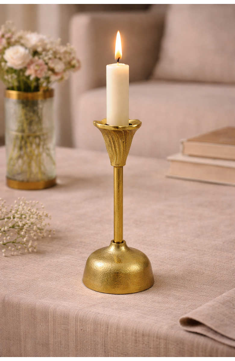 Raiz Studio Bloom Candle Holder, Alternate, color, Gold - Tall