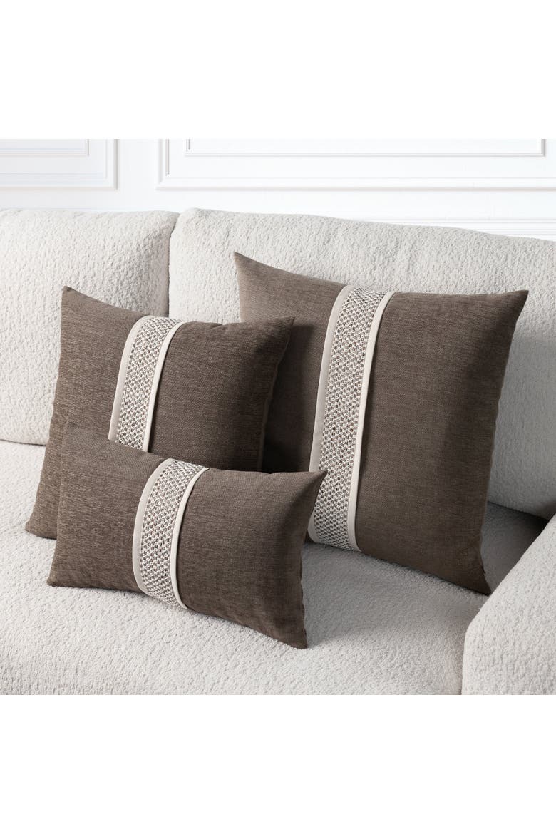 Inlay Hand-Crafted Paneled Indoor & Outdoor Woven Accent Pillow & Insert, Alternate, color, Quarry