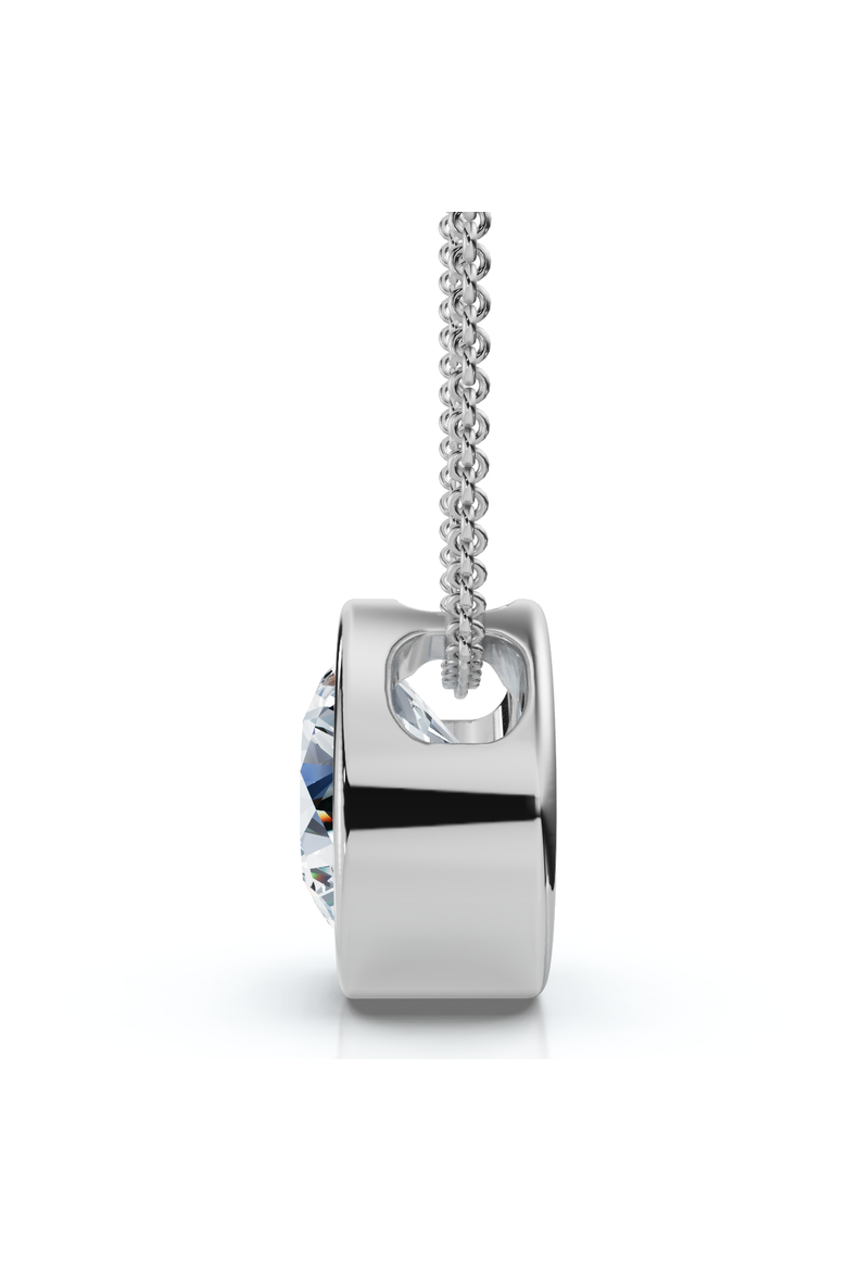 1Ct Certified Bezel Round Cut Diamond Pendant 14k Gold 18" Necklace Lab Grown, Alternate, color, White Gold