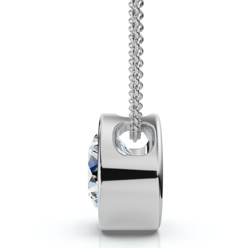 Bliss Diamond 1ct Certified Bezel Round Cut Diamond Pendant 14k Gold 18" Necklace Lab Grown In Gold